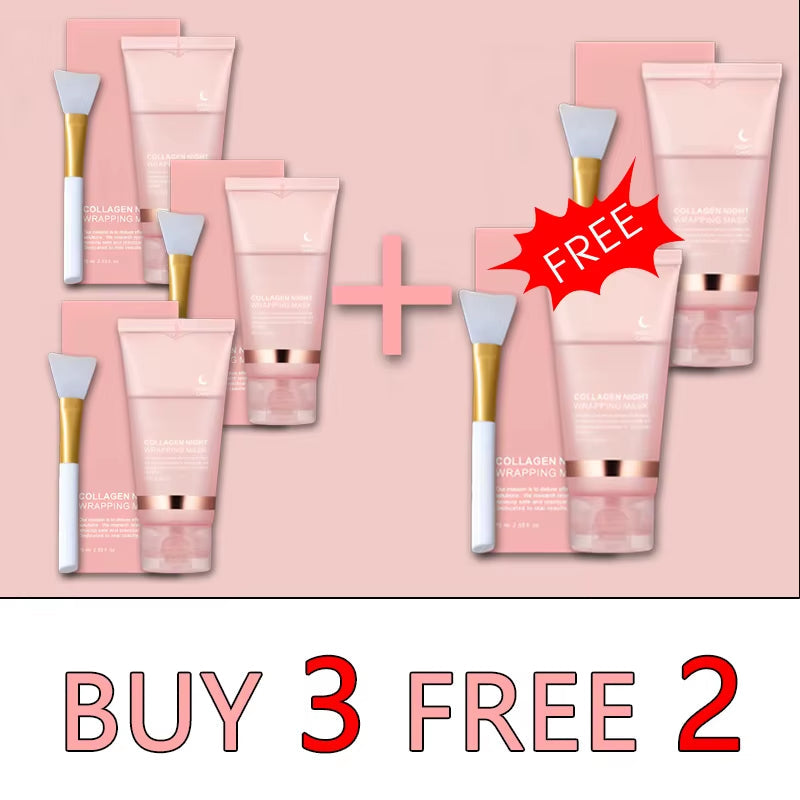 5PC Korean Collagen Wrapping Peel off Facial Mask Elasticity Hydration Reduces Sagging Dullness Hydrolyzed Collagen Skin Care